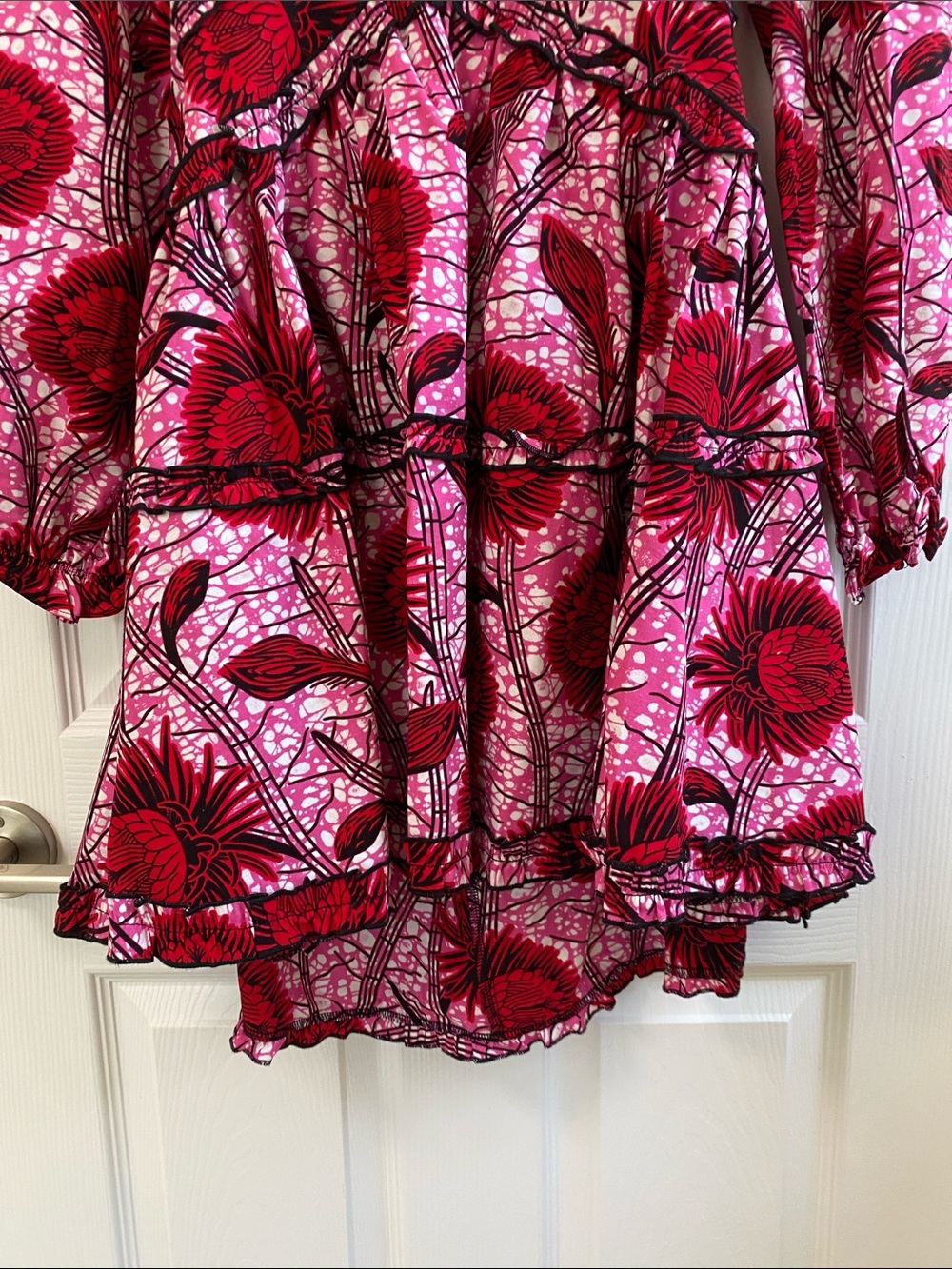 Kawesii Pink & Red Floral Tiered Dress - Picture 4 of 13